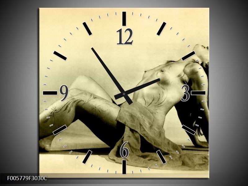 Klok schilderij Vrouw | Crème | 30x30cm 1Luik