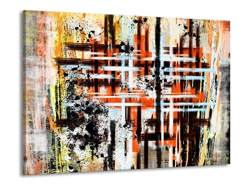 Glas schilderij Art | Oranje, Zwart | 100x70cm 1Luik