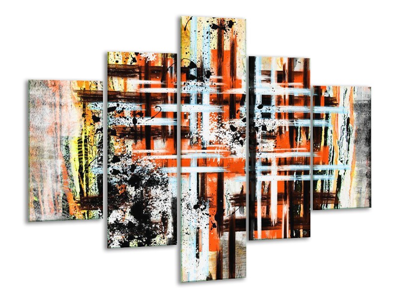 Glas schilderij Art | Oranje, Zwart | 100x70cm 5Luik