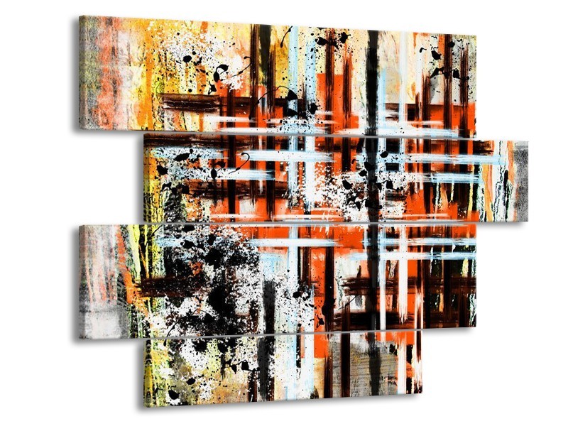 Glas schilderij Art | Oranje, Zwart | 115x85cm 4Luik