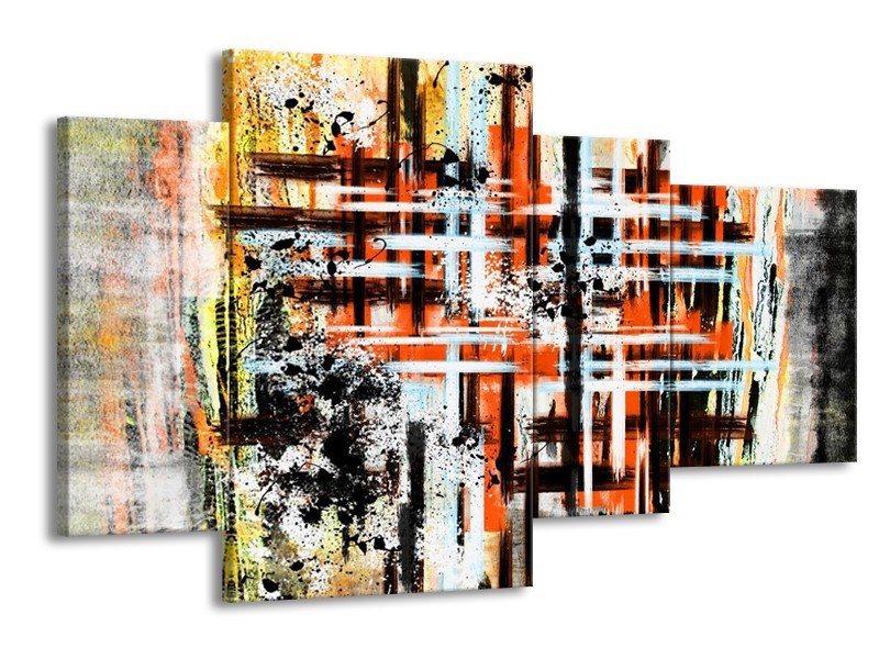Glas schilderij Art | Oranje, Zwart | 120x75cm 4Luik