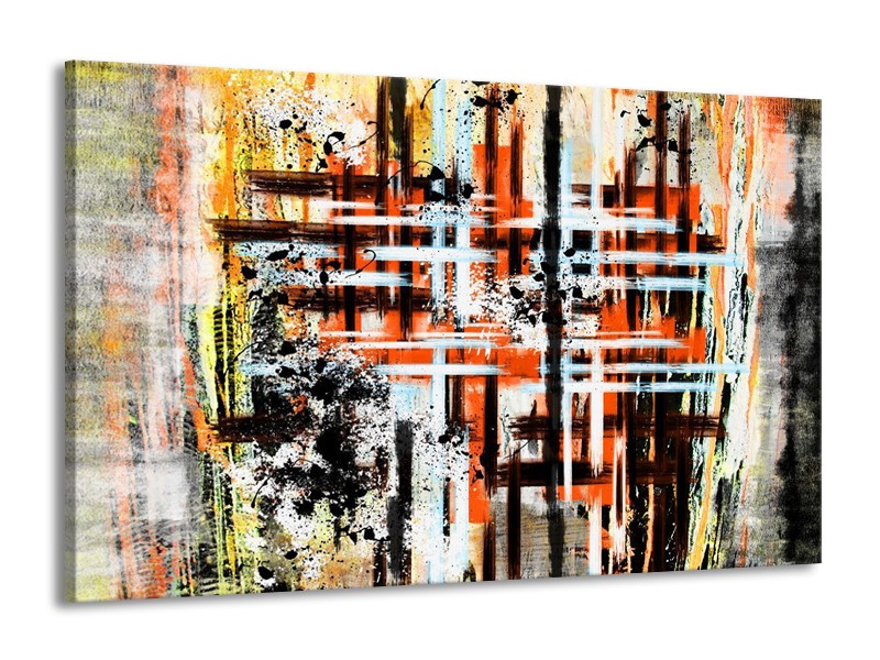 Canvas schilderij Art | Oranje, Zwart | 140x90cm 1Luik