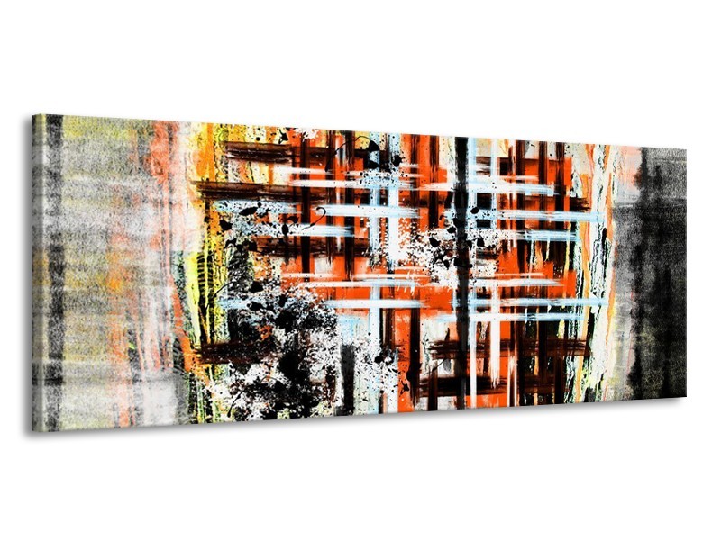 Glas schilderij Art | Oranje, Zwart | 145x58cm 1Luik