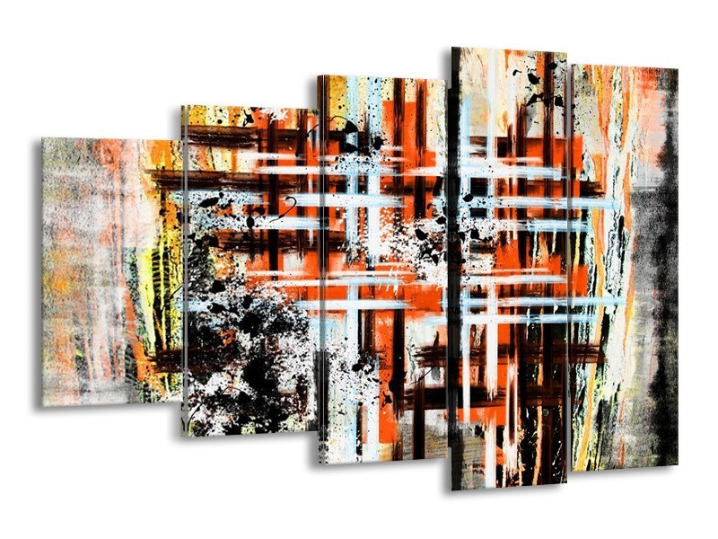 Canvas schilderij Art | Oranje, Zwart | 150x100cm 5Luik