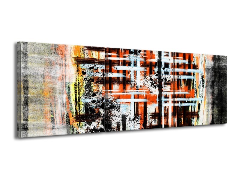 Glas schilderij Art | Oranje, Zwart | 150x50cm 3Luik