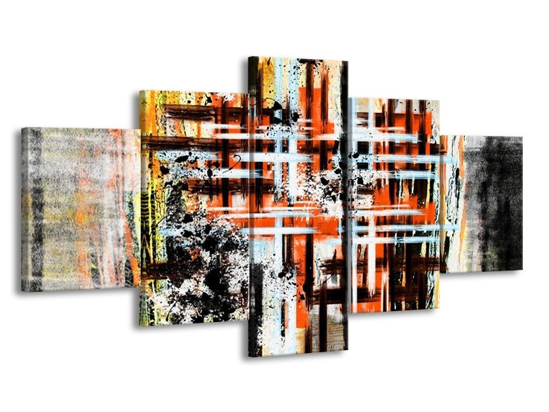 Glas schilderij Art | Oranje, Zwart | 150x80cm 5Luik