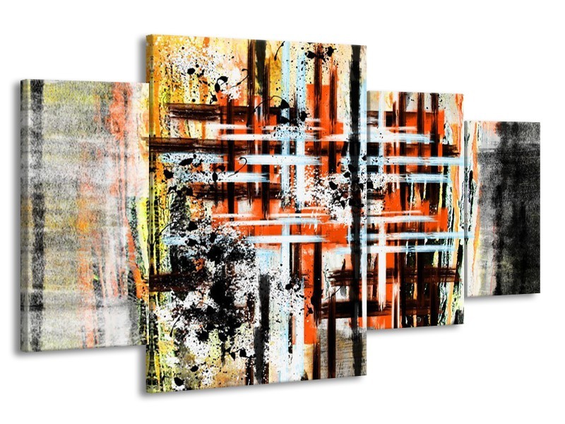 Glas schilderij Art | Oranje, Zwart | 160x90cm 4Luik