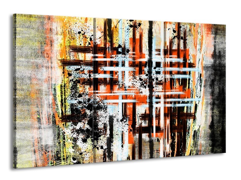 Glas schilderij Art | Oranje, Zwart | 165x100cm 3Luik