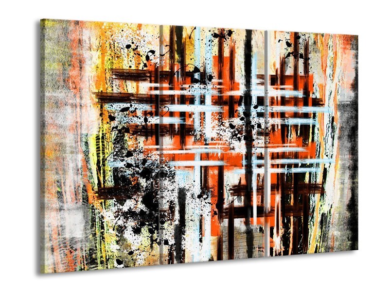 Canvas schilderij Art | Oranje, Zwart | 90x60cm 3Luik