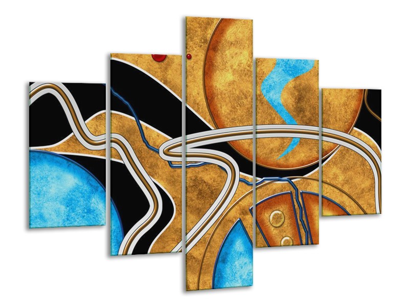 Glas schilderij Cirkel | Bruin, Blauw | 100x70cm 5Luik