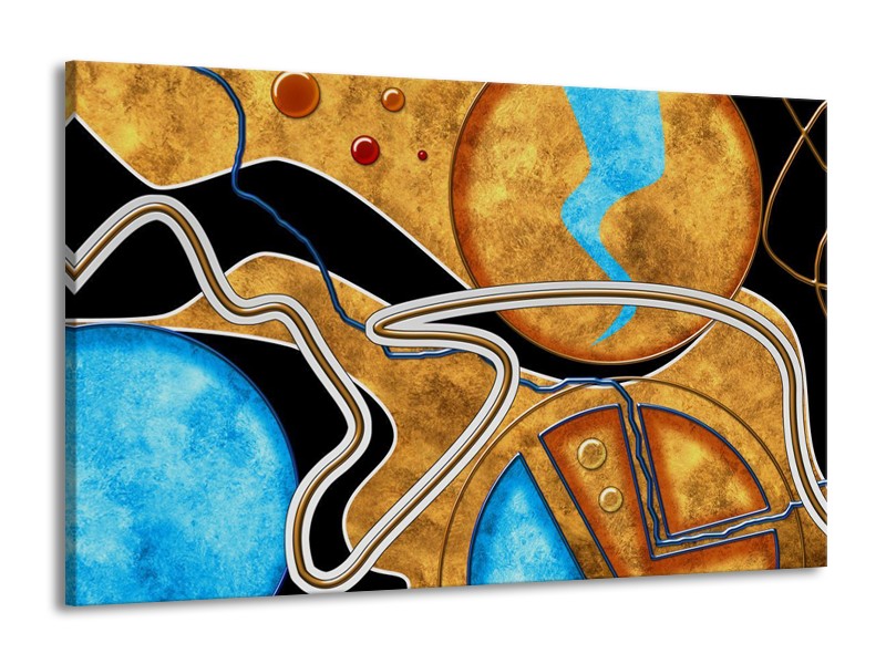 Canvas schilderij Cirkel | Bruin, Blauw | 140x90cm 1Luik