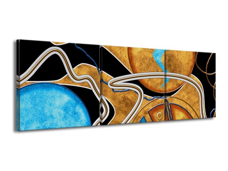 Glas schilderij Cirkel | Bruin, Blauw | 150x50cm 3Luik