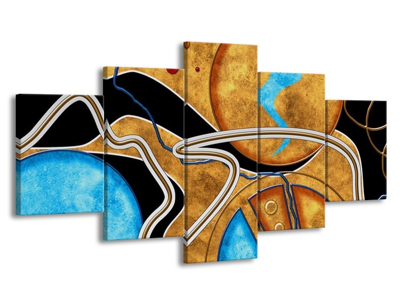 Glas schilderij Cirkel | Bruin, Blauw | 150x80cm 5Luik