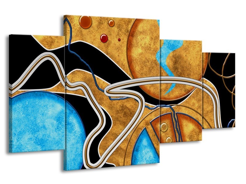 Canvas schilderij Cirkel | Bruin, Blauw | 160x90cm 4Luik