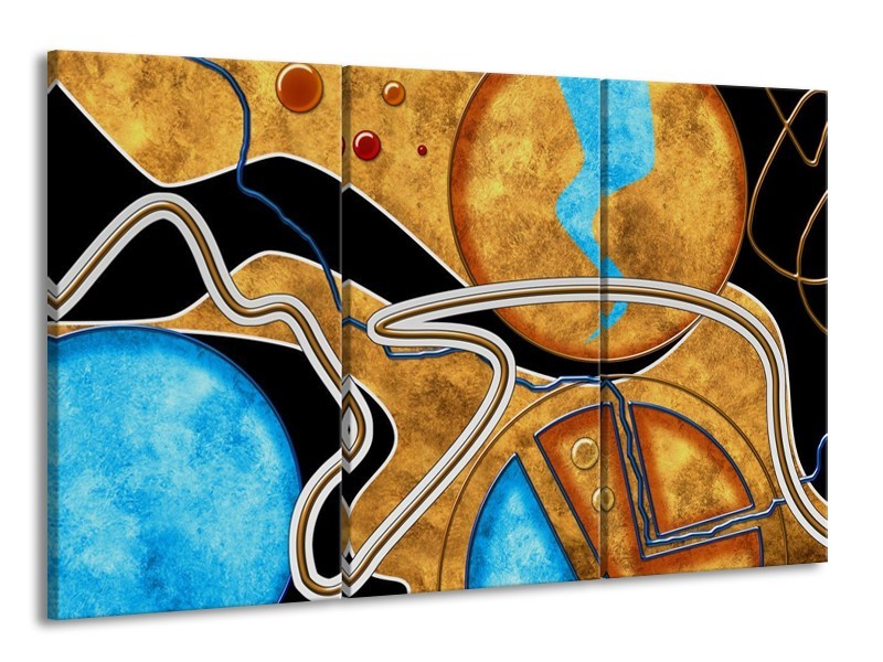 Glas schilderij Cirkel | Bruin, Blauw | 165x100cm 3Luik