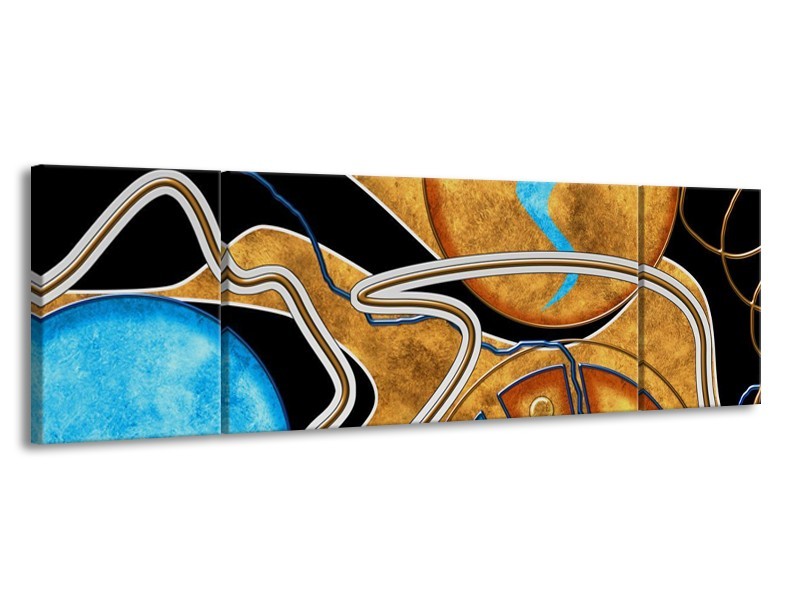 Glas schilderij Cirkel | Bruin, Blauw | 170x50cm 3Luik