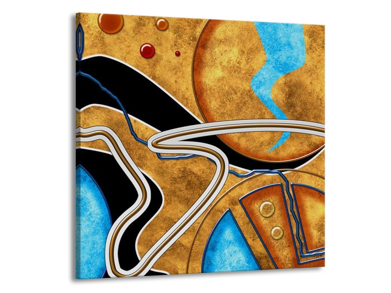 Canvas schilderij Cirkel | Bruin, Blauw | 50x50cm 1Luik