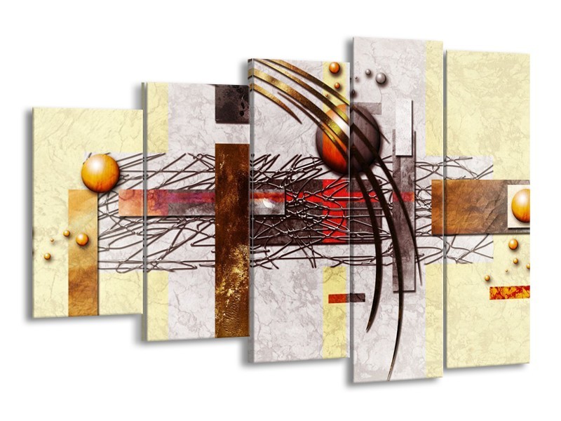 Canvas schilderij Art | Bruin, Crème | 150x100cm 5Luik