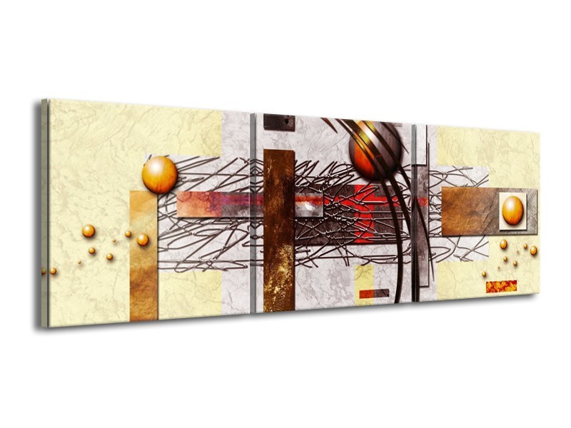 Glas schilderij Art | Bruin, Crème | 150x50cm 3Luik