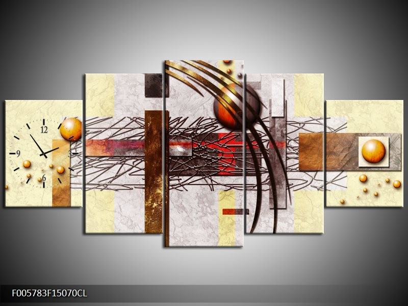 Klok schilderij Art | Bruin, Crème | 150x70cm 5Luik