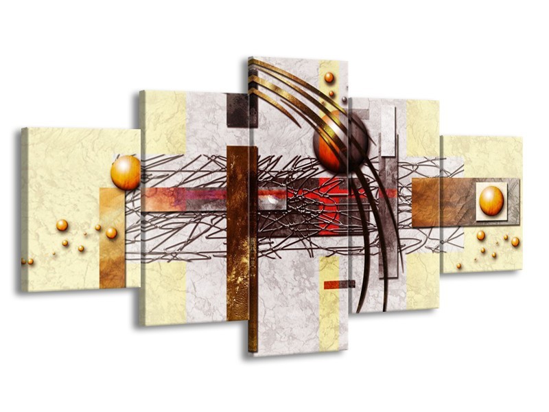 Glas schilderij Art | Bruin, Crème | 150x80cm 5Luik