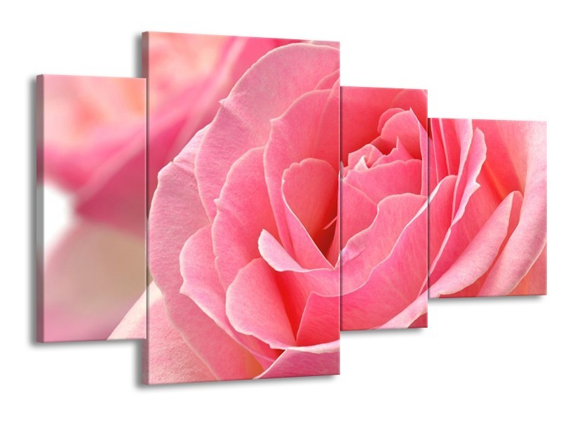 Canvas schilderij Roos | Roze | 120x75cm 4Luik