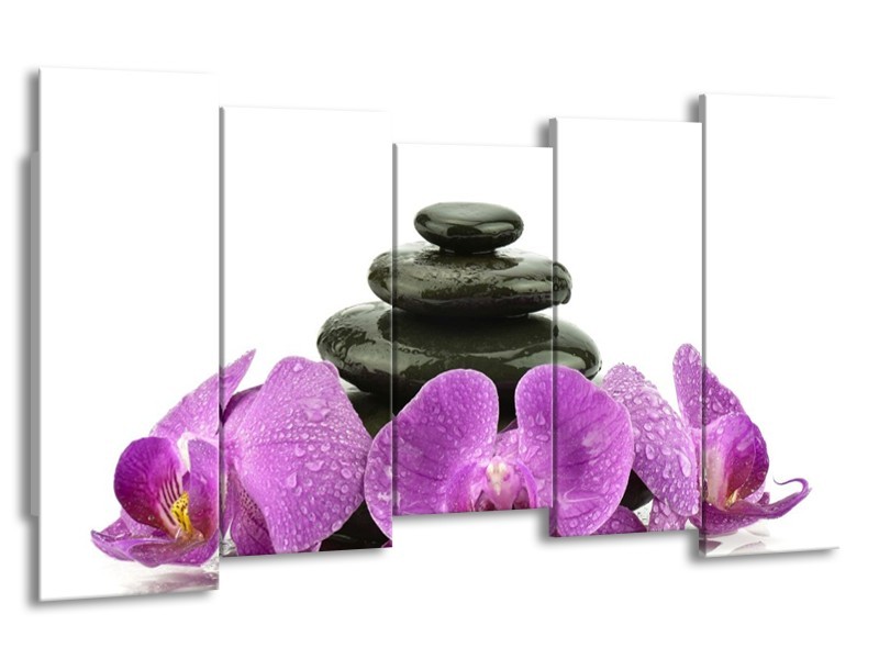 Glas schilderij Orchidee | Paars, Zwart, Wit | 150x80cm 5Luik