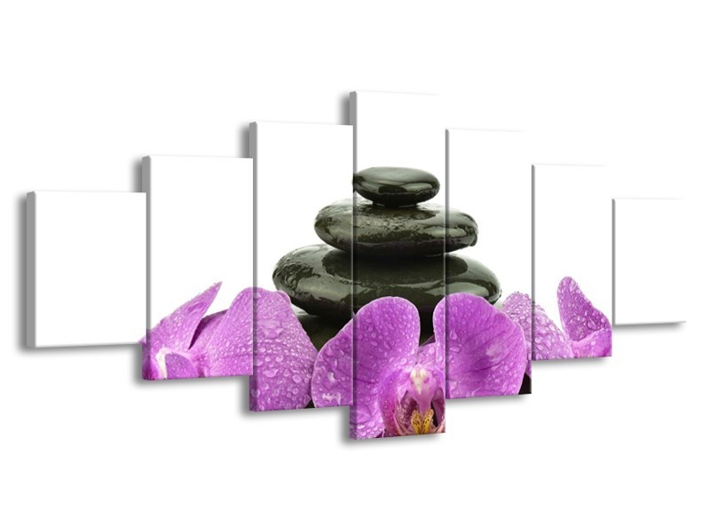 Glas schilderij Orchidee | Paars, Zwart, Wit | 210x100cm 7Luik