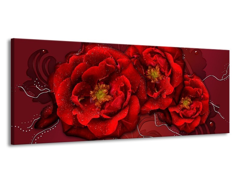 Glas schilderij Bloem | Rood | 145x58cm 1Luik