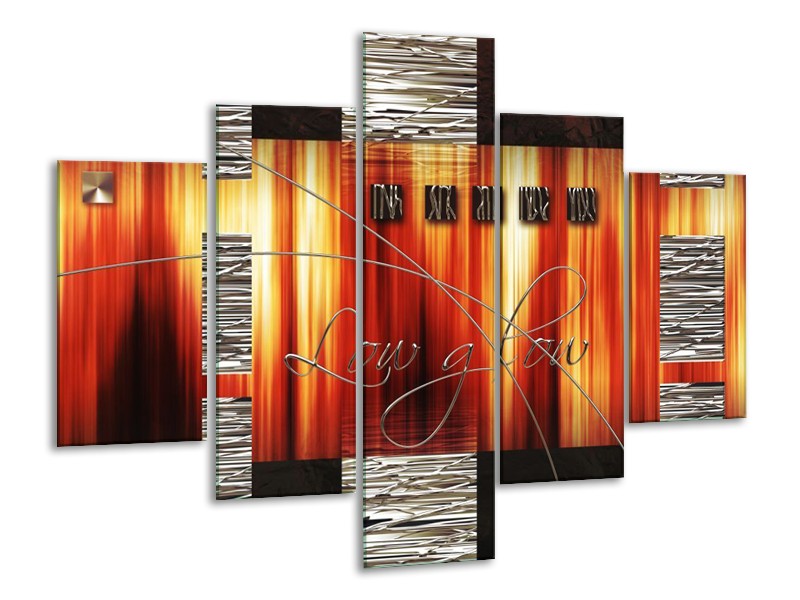 Glas schilderij Modern | Oranje, Rood, Geel | 100x70cm 5Luik