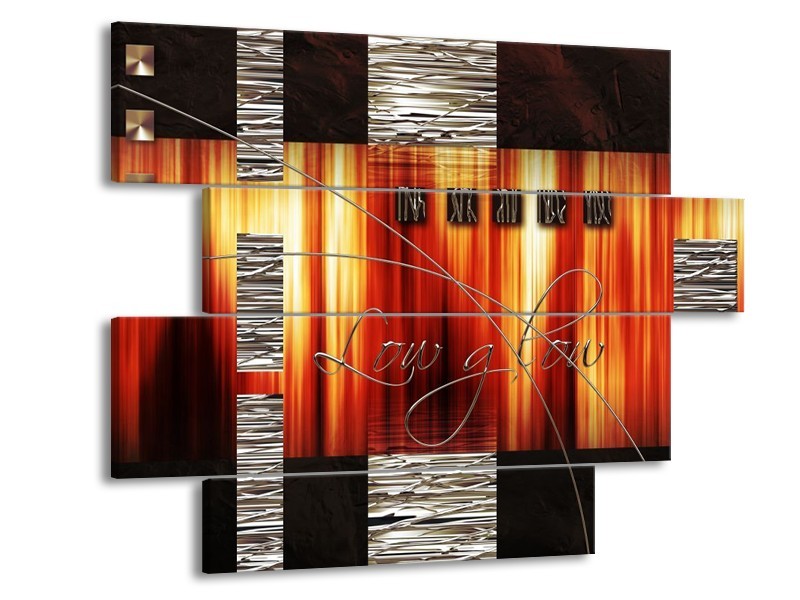 Canvas schilderij Modern | Oranje, Rood, Geel | 115x85cm 4Luik