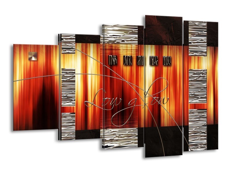 Canvas schilderij Modern | Oranje, Rood, Geel | 150x100cm 5Luik