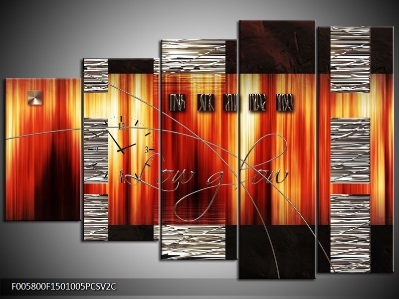 Klok schilderij Modern | Oranje, Rood, Geel | 150x100cm 5Luik