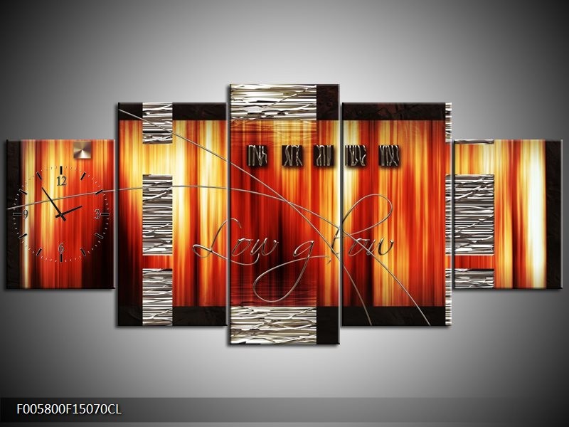 Klok schilderij Modern | Oranje, Rood, Geel | 150x70cm 5Luik