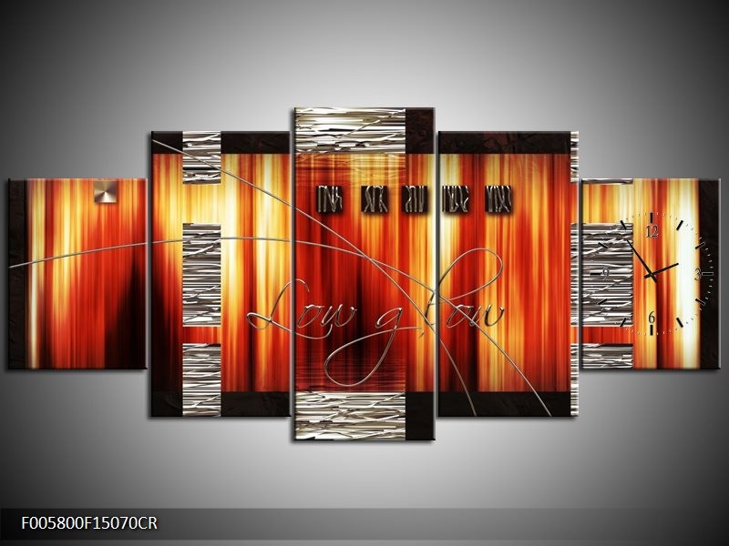 Klok schilderij Modern | Oranje, Rood, Geel | 150x70cm 5Luik