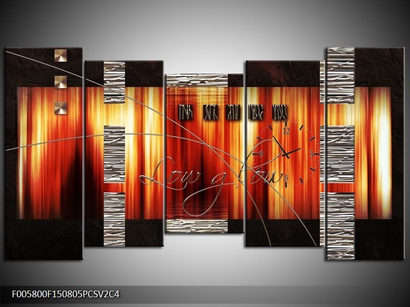 Klok schilderij Modern | Oranje, Rood, Geel | 150x80cm 5Luik