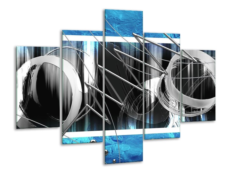 Glas schilderij Modern | Blauw, Grijs, Wit | 100x70cm 5Luik