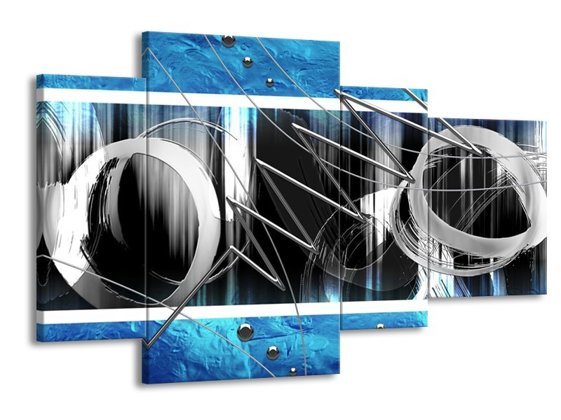 Glas schilderij Modern | Blauw, Grijs, Wit | 120x75cm 4Luik