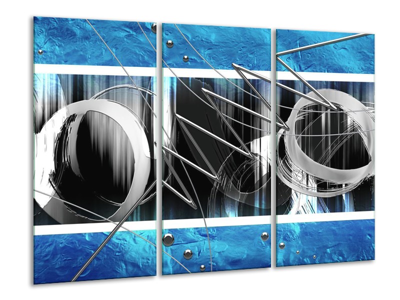 Glas schilderij Modern | Blauw, Grijs, Wit | 120x80cm 3Luik