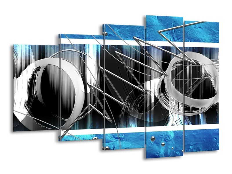 Canvas schilderij Modern | Blauw, Grijs, Wit | 150x100cm 5Luik