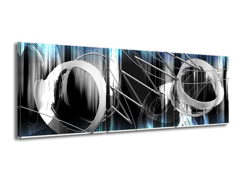 Glas schilderij Modern | Blauw, Grijs, Wit | 150x50cm 3Luik