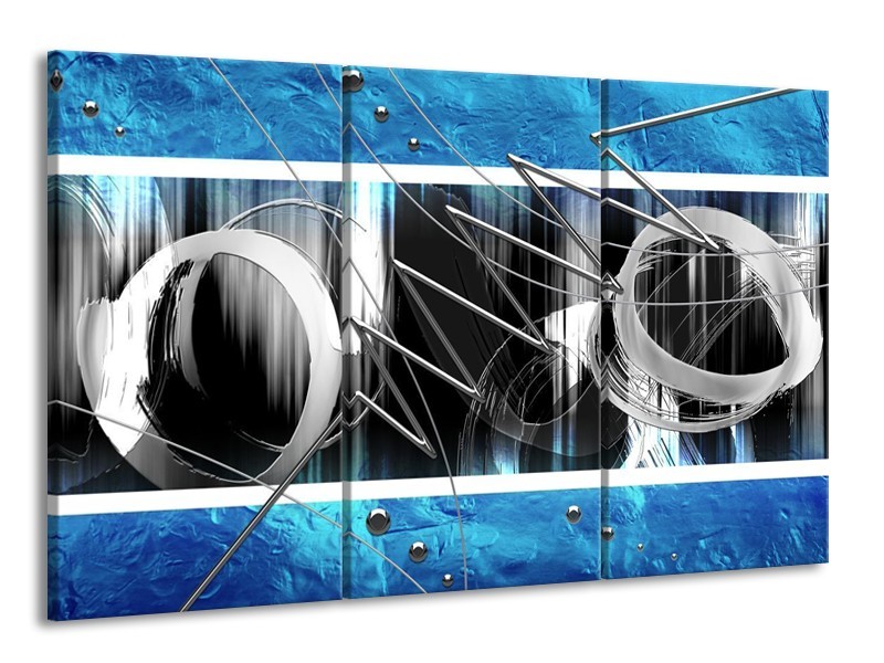 Glas schilderij Modern | Blauw, Grijs, Wit | 165x100cm 3Luik