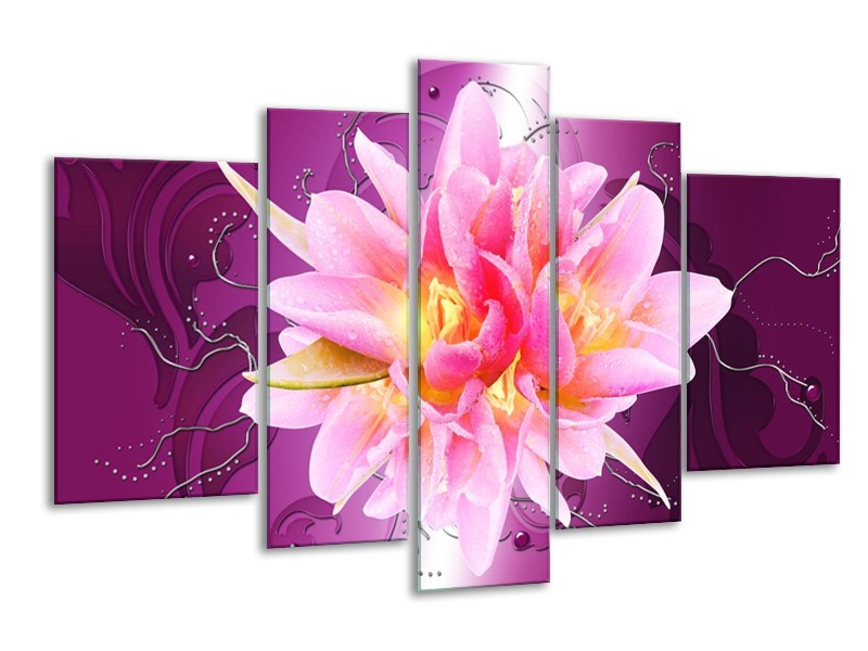 Canvas schilderij Modern | Roze, Paars | 170x100cm 5Luik