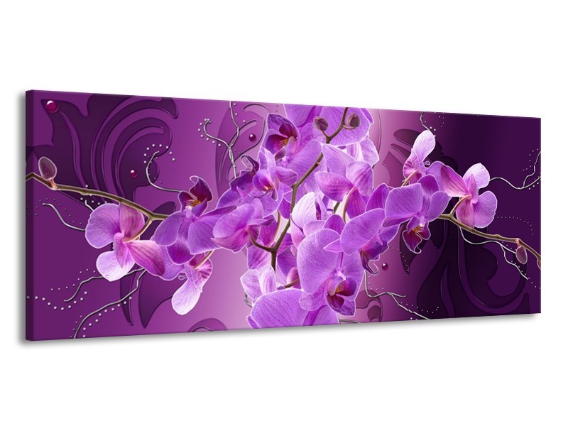 Glas schilderij Orchidee | Paars | 145x58cm 1Luik