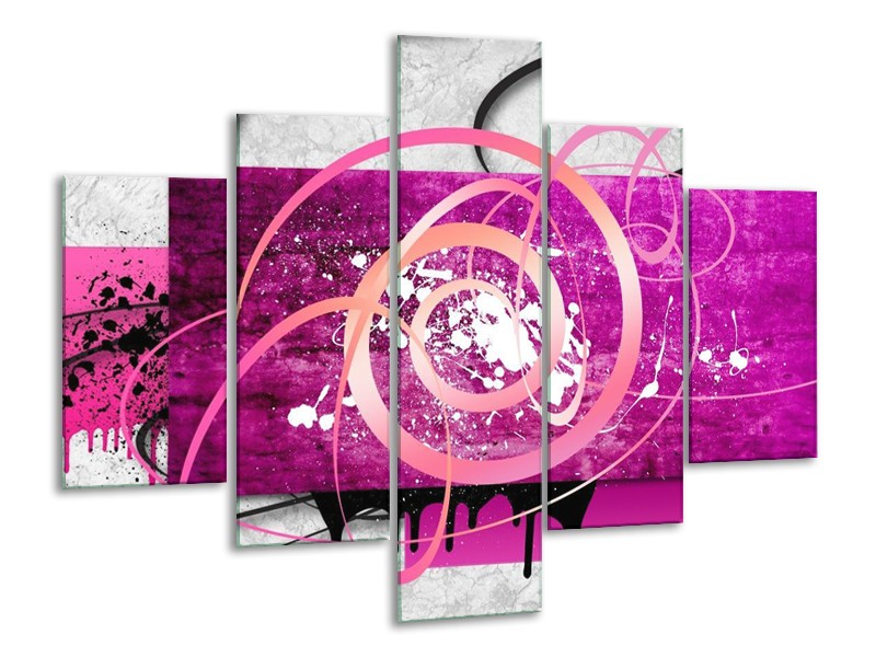 Glas schilderij Modern | Roze, Paars, Grijs | 100x70cm 5Luik