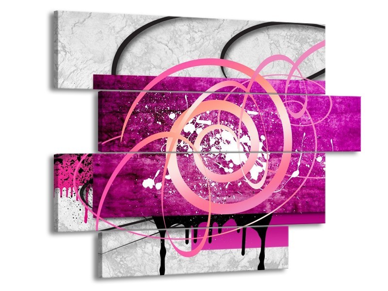 Glas schilderij Modern | Roze, Paars, Grijs | 115x85cm 4Luik