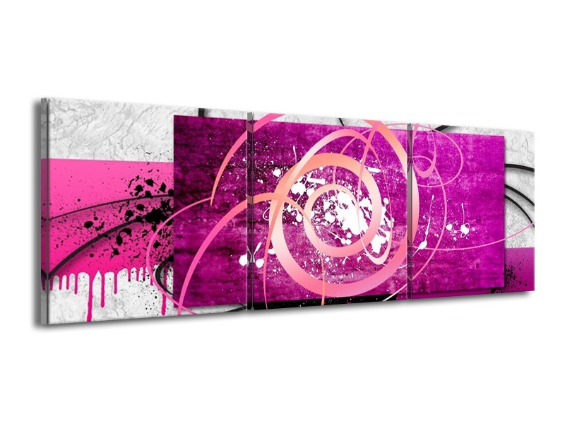 Glas schilderij Modern | Roze, Paars, Grijs | 150x50cm 3Luik