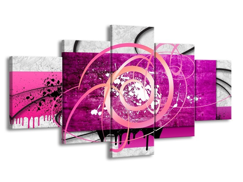 Glas schilderij Modern | Roze, Paars, Grijs | 150x80cm 5Luik