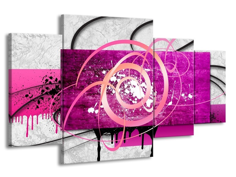 Glas schilderij Modern | Roze, Paars, Grijs | 160x90cm 4Luik