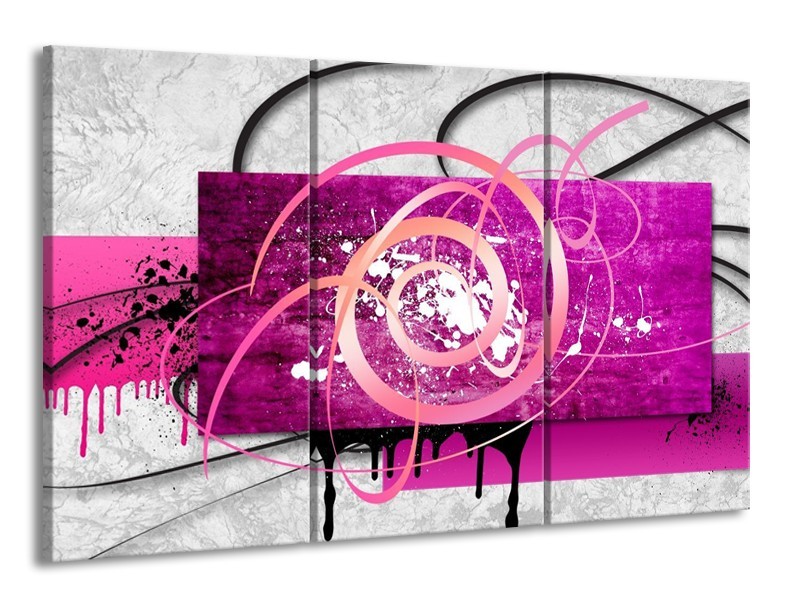 Glas schilderij Modern | Roze, Paars, Grijs | 165x100cm 3Luik